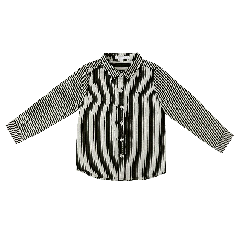 LITTLE PARNI BLACK STRIPED COLLAR SHIRT [FINAL SALE]