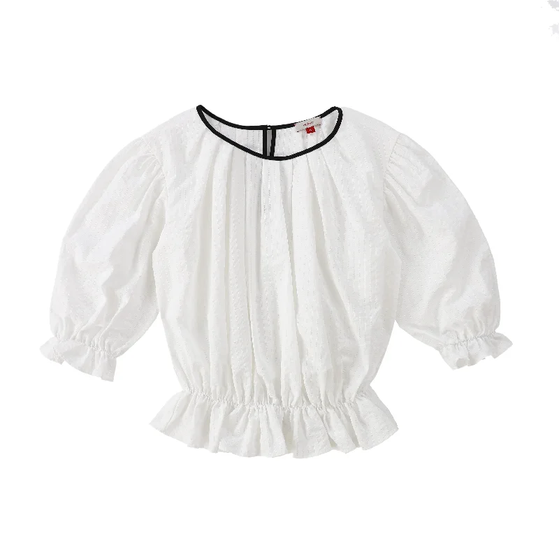 LEDUM WHT/BLK OUTLINE BLOUSE [Final Sale]