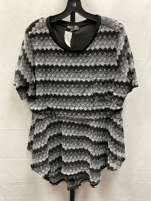 Top Short Sleeve By Diane Gilman In Black & Grey, Size: 1x Artistic Men's Hand