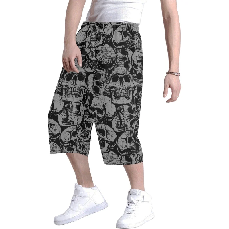 Men's Black Skulls Basket Ball Shorts