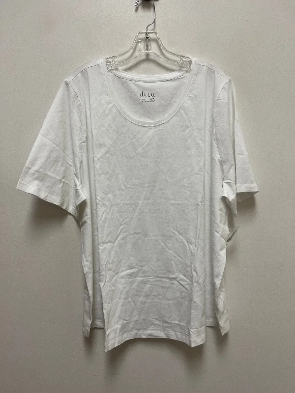 Top Short Sleeve By Denim And Co Qvc In White, Size: 3x Sporty Men's Athleisure 