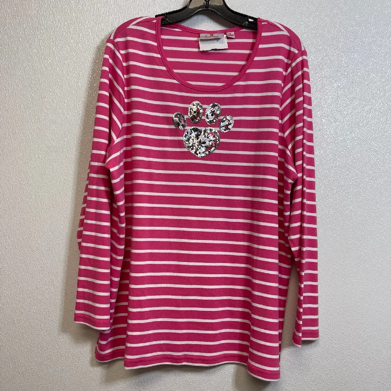 Top Long Sleeve By Quaker Factory In Pink, Size: Xl