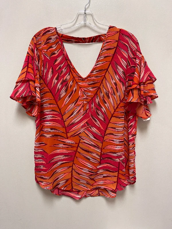 Top Short Sleeve By Apt 9 In Orange & Pink, Size: L Polished Men's Silk