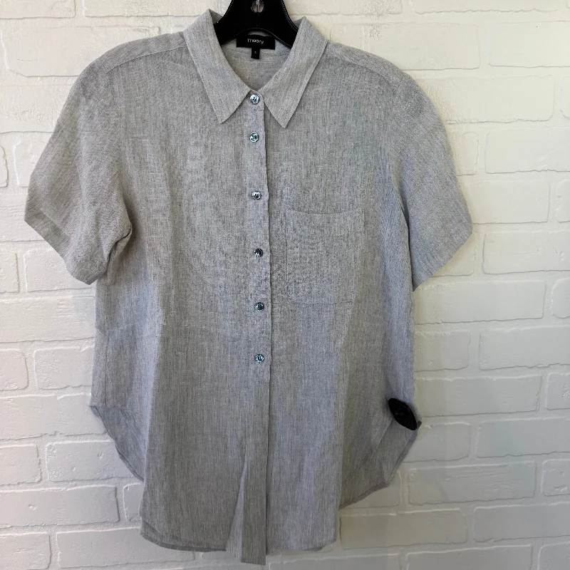 Top Short Sleeve By Theory In Grey, Size: S Tailored