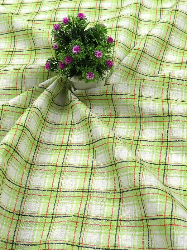 Cotton Green with White Checked Shirt Fabric Infinity