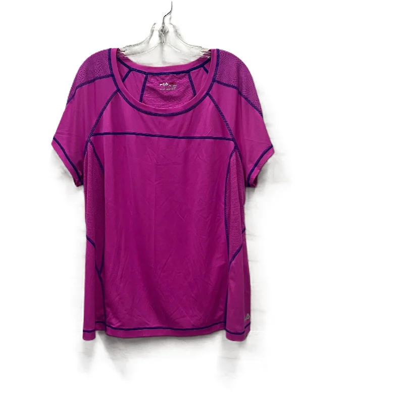 Athletic Top Short Sleeve By Fila In Pink, Size: 2x