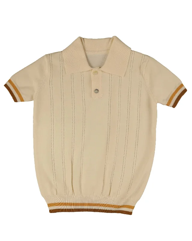 NOMA GOLDEN STRIPE DETAIL KNIT POLO SHIRT [FINAL SALE]