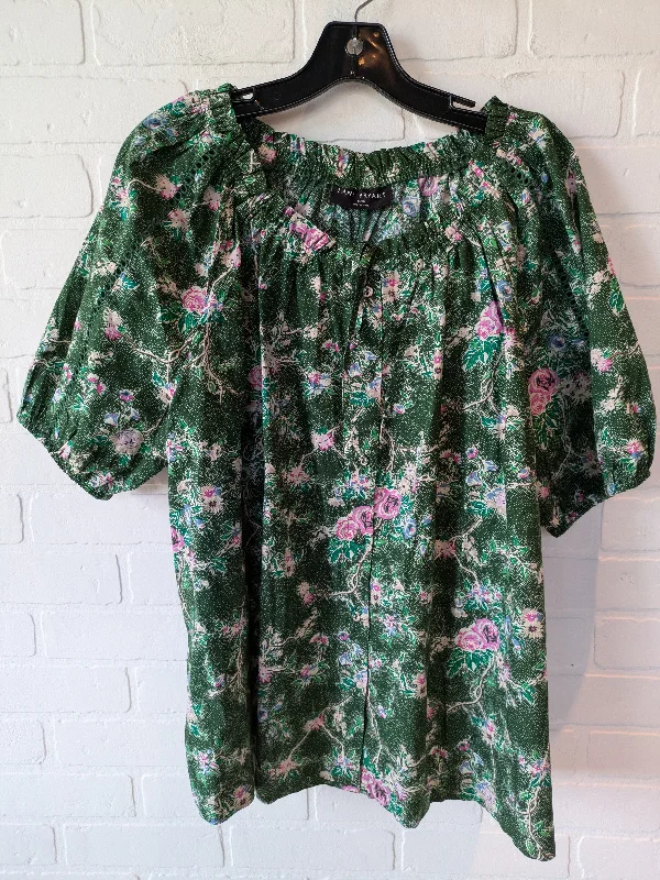 Top Short Sleeve By Lane Bryant In Green, Size: 1x Laid