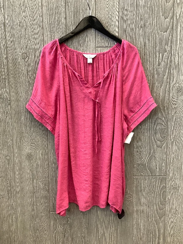 Top Short Sleeve By Cj Banks In Pink, Size: 2x Vacation