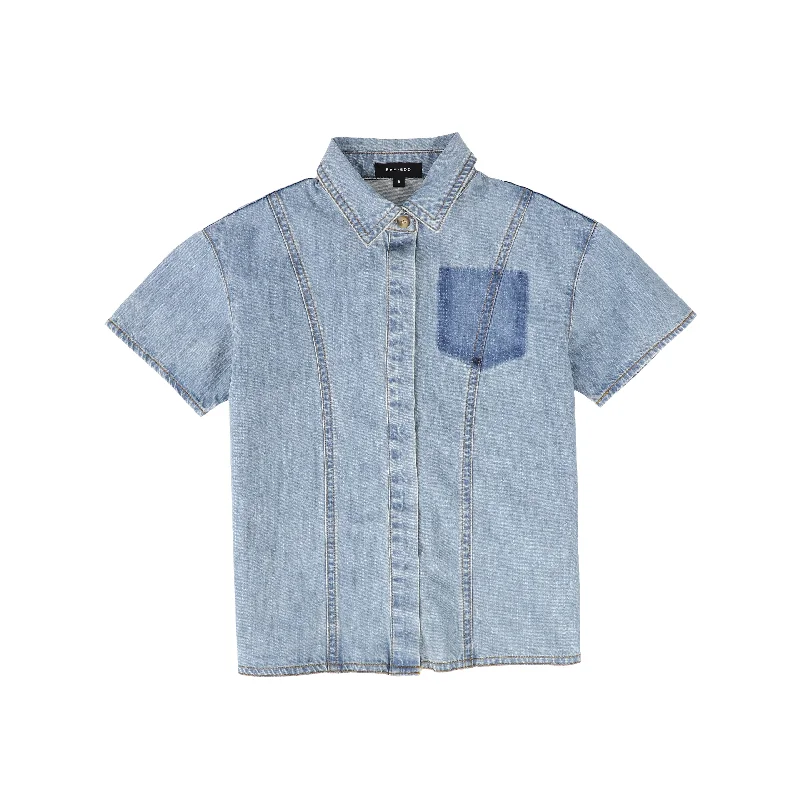 BAMBOO BLUE DENIM STITCHED SS SHIRT