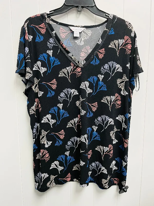 Top Short Sleeve By Liz Claiborne In Black & Blue, Size: Xl Beach