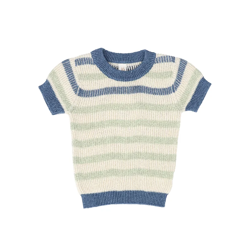 TUN TUN BLUE/GREEN STRIPED KNIT SHIRT [FINAL SALE]