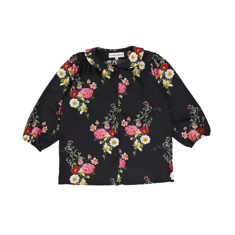 CHRISTINA RHODE BLACK FLORAL PETER PAN COLLARED TOP [Final Sale]