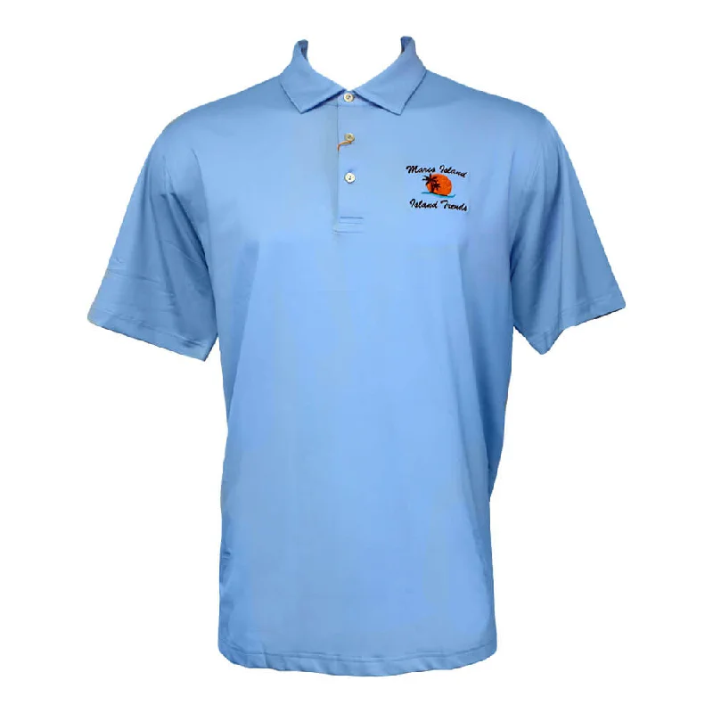 Peter Millar Marco Island Sunshine Solid Performance Jersey Sean Self Collar Polo Shirt - Cottage Blue