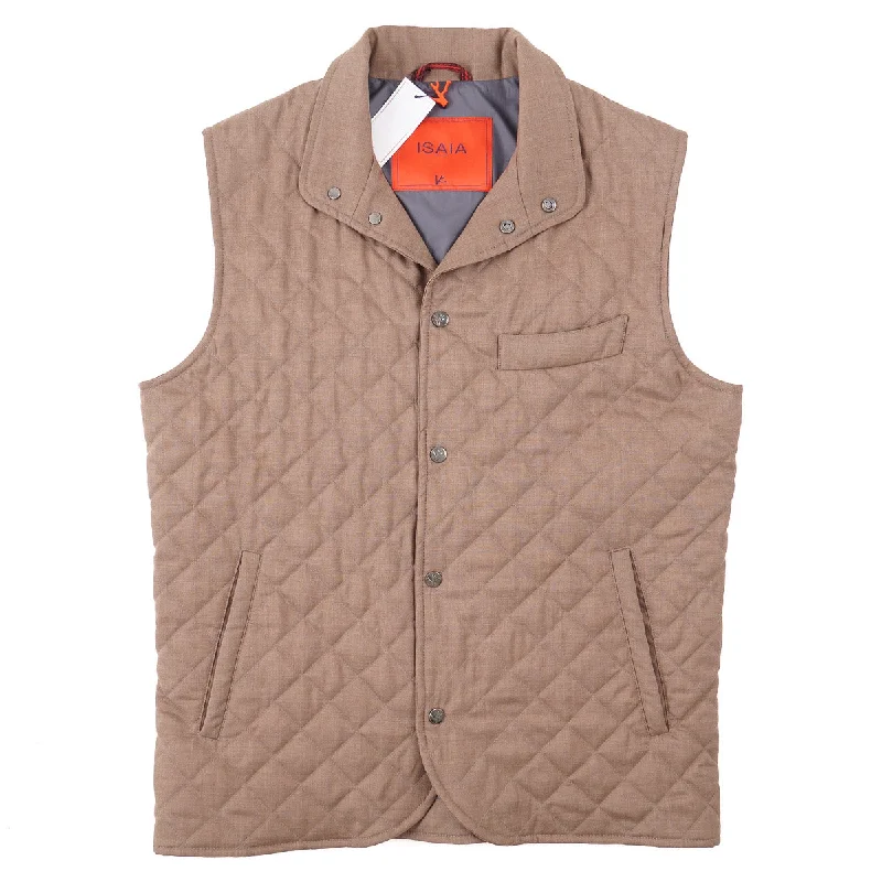 Isaia Quilted Padded Lambskin Suede Vest