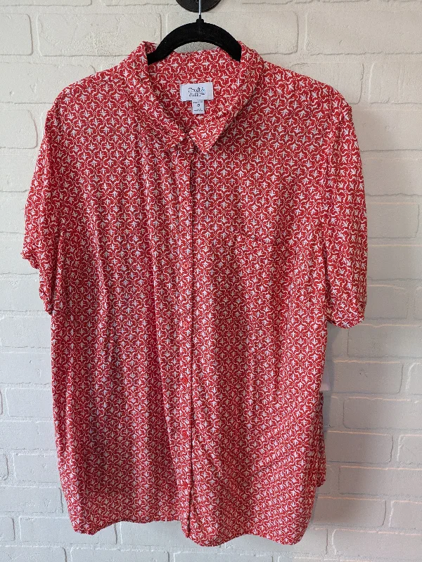 Top Short Sleeve By Croft And Barrow In Red & White, Size: 2x Trendy Men's Oversized