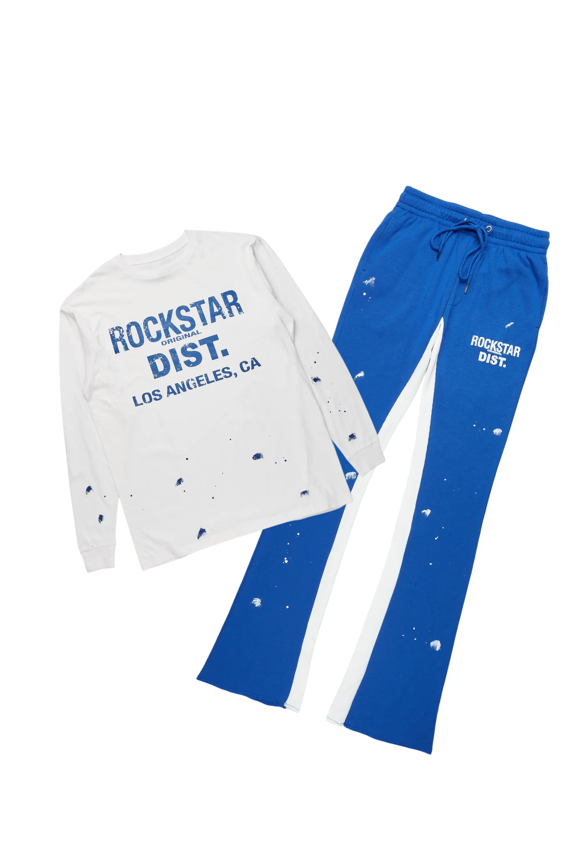 Scottie White/Royal Long Sleeve T-Shirt/Baggy Pant Set