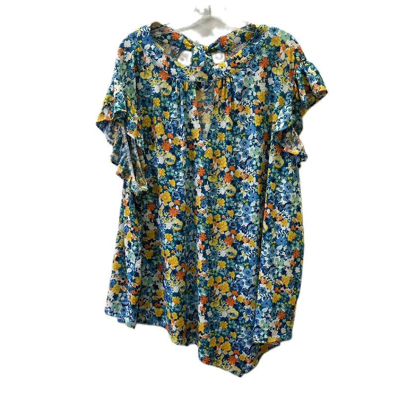 Top Short Sleeve By Cato In Floral Print, Size: 3x Traditional Men's Country