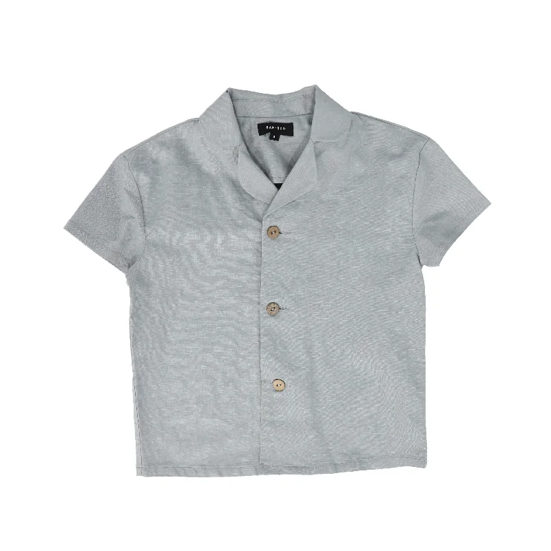 BAMBOO LIGHT BLUE LINEN BUTTON DOWN TOP [FINAL SALE]