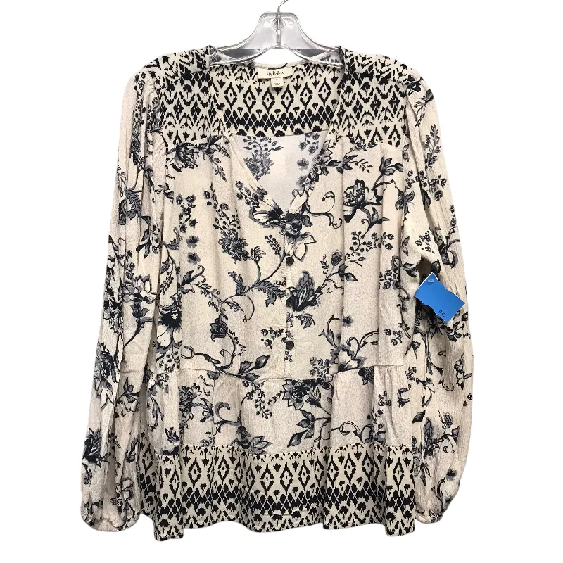 Top Ls By Style And Company In Blue & Cream, Size:Xl