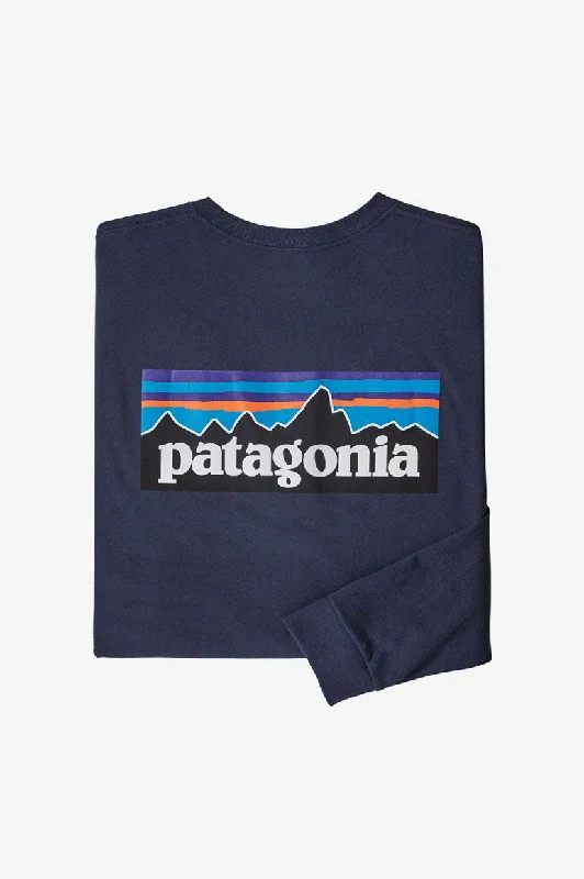 Patagonia L/S P-6 Logo Responsibili Tee - Classic Navy Dynamic Men's High