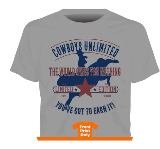 "Owes Nothing" Cowboys Unlimited Adult T-Shirt Tough Men's Military