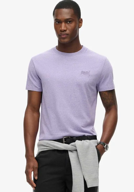 Superdry Essential Embroidered Logo T-Shirt, Iris Purple Marl Monochromatic All