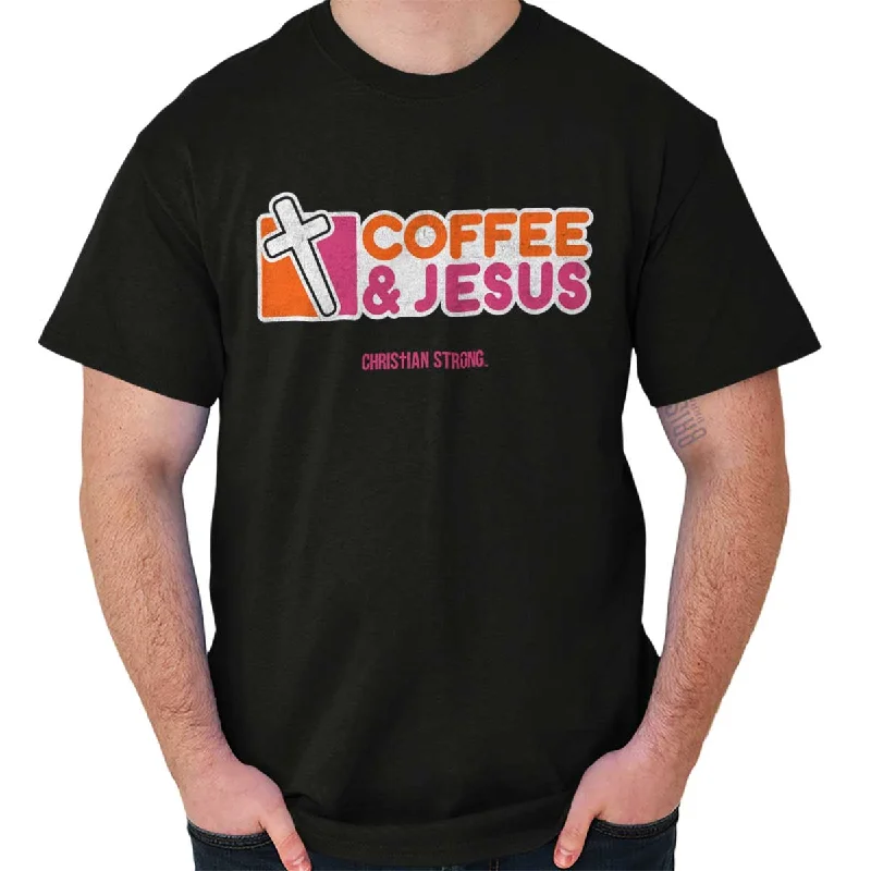 Coffee And Jesus Donuts T Shirt Casual Men's Japanese 