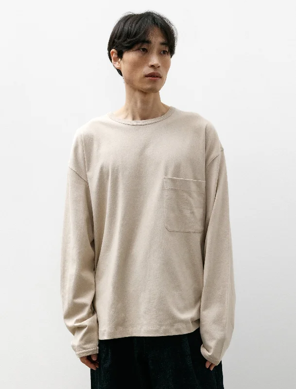 Boxy LS T-Shirt Warm Beige Refined Men's European