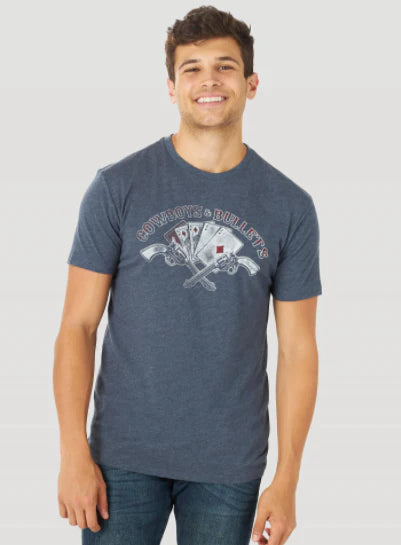 Wrangler Men's Cowboys and Bullets Graphic T-Shirt Polished Men's Silk