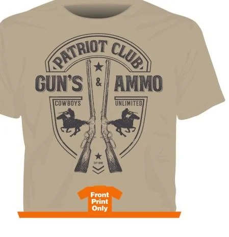 “Guns & Ammo” Cowboys Unlimited Adult T-Shirt Stylish Men's Neon