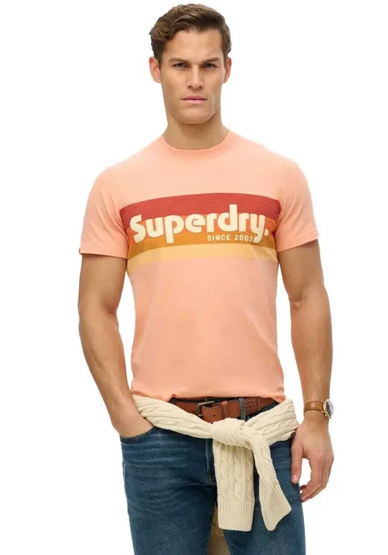 Superdry Terrain Logo Stripe T-Shirt, Papaya Tough Men's Military