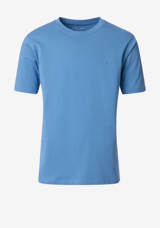 Casa Moda Crew Neck T-Shirt, Harbour Blue Modern Men's Tech