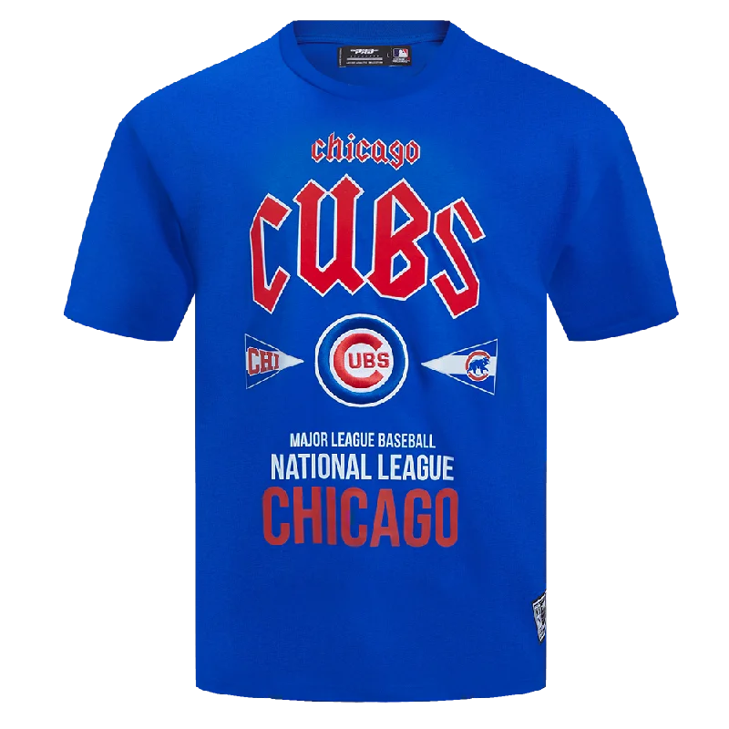 MLB CHICAGO CUBS CITY TOUR COTTON JERSEY MEN'S DROP SHOULDER TEE (ROYAL BLUE) Refined Men's Classic 