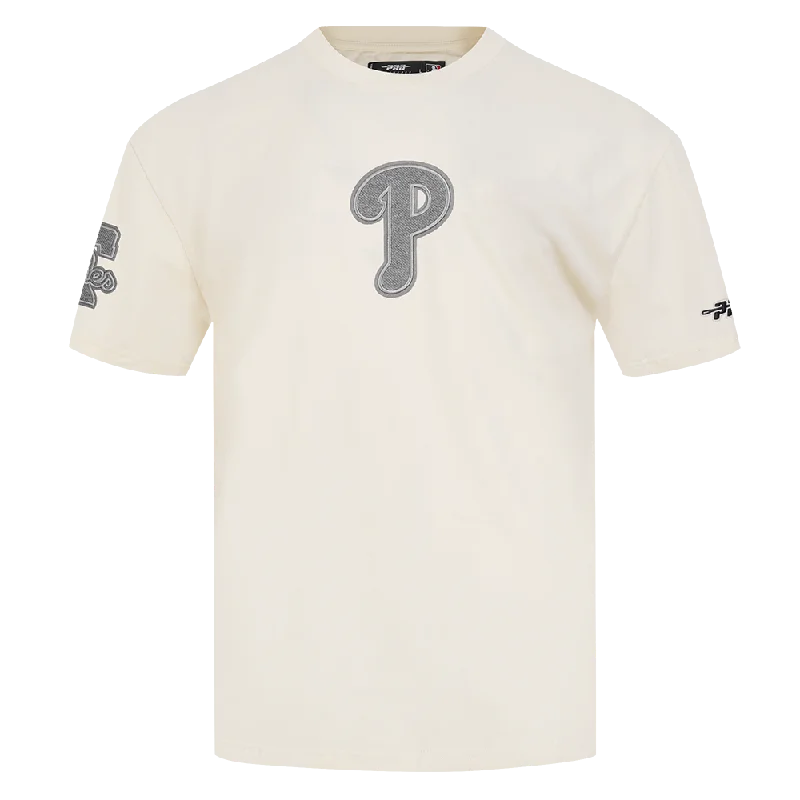 MLB PHILADELPHIA PHILLIES REVERSE FRENCH TERRY MEN'S COTTON JERSEY DROP SHOULDER TOP (EGGSHELL) Modern Men's Geometric