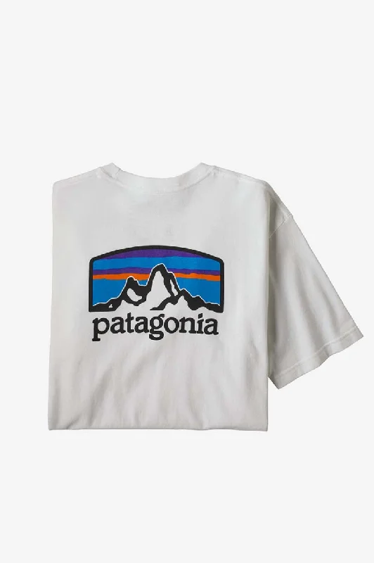 Patagonia Fitz Roy Horizons Responsibili Tee - White Modern Men's Geometric