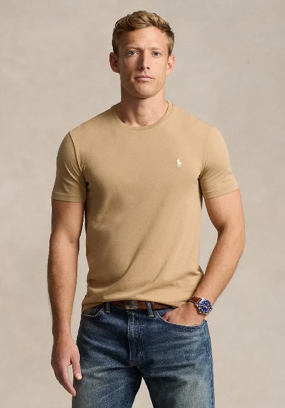 Ralph Lauren Classic Crew Neck T-Shirt, Café Tan Elegant Men's Cashmere