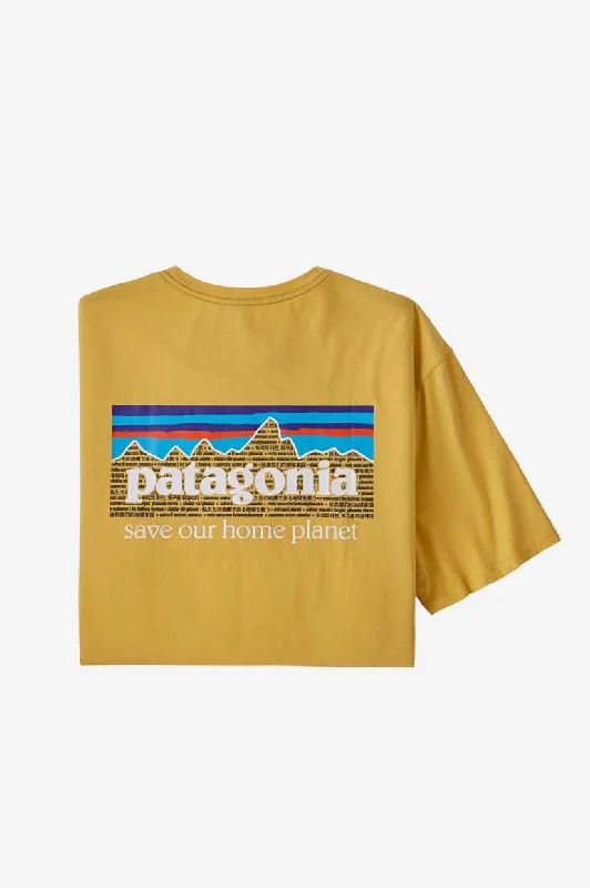 Patagonia P-6 Mission Organic T-Shirt - Surfboard Yellow Stylish Men's Neon