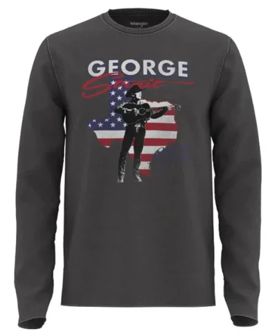 Wrangler Men's George Strait Graphic Long Sleeve America T-Shirt Stylish Men's Tropical 