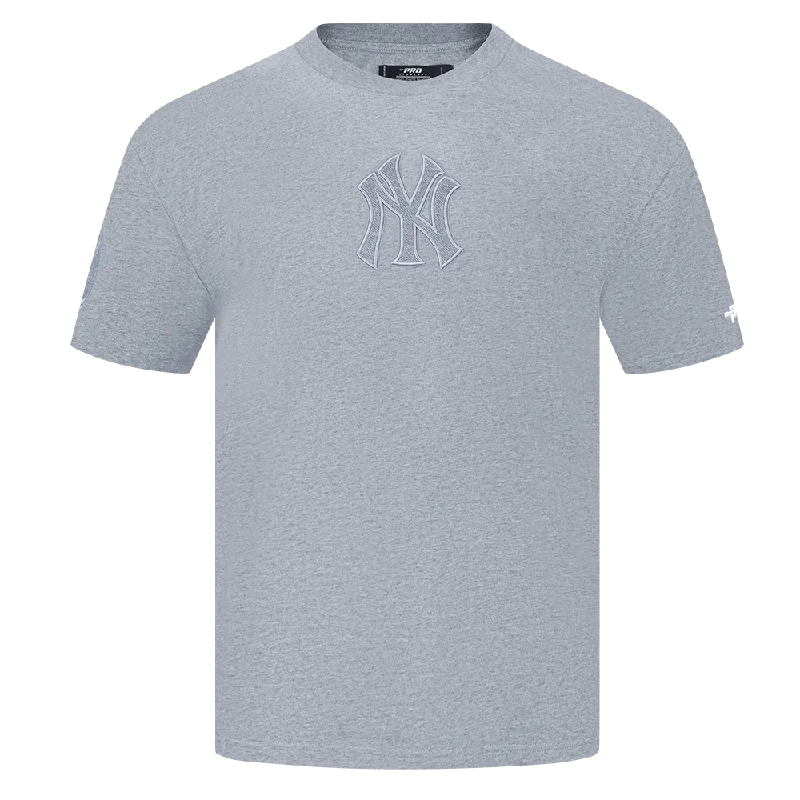 MLB NEW YORK YANKEES REVERSE FRENCH TERRY MEN'S COTTON JERSEY DROP SHOULDER TOP (DARK HEATHER GRAY) Refined Men's Classic 