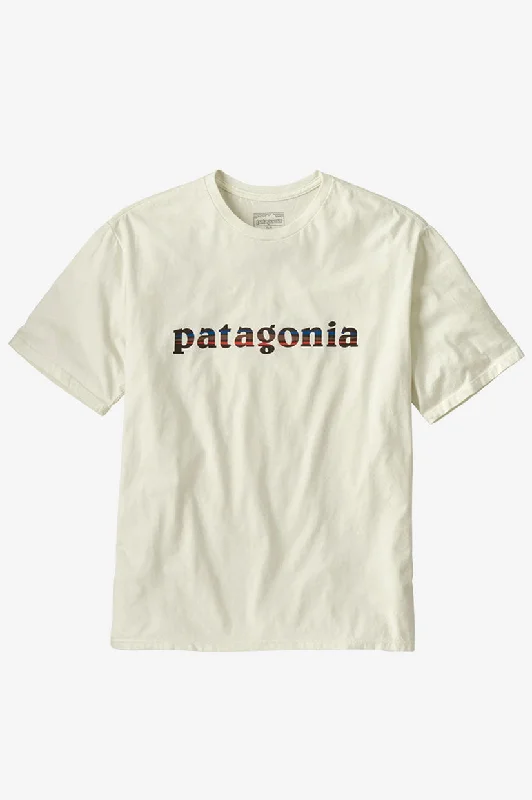 Patagonia 73 Text Logo T-Shirt - Birch White Hip Men's Retro