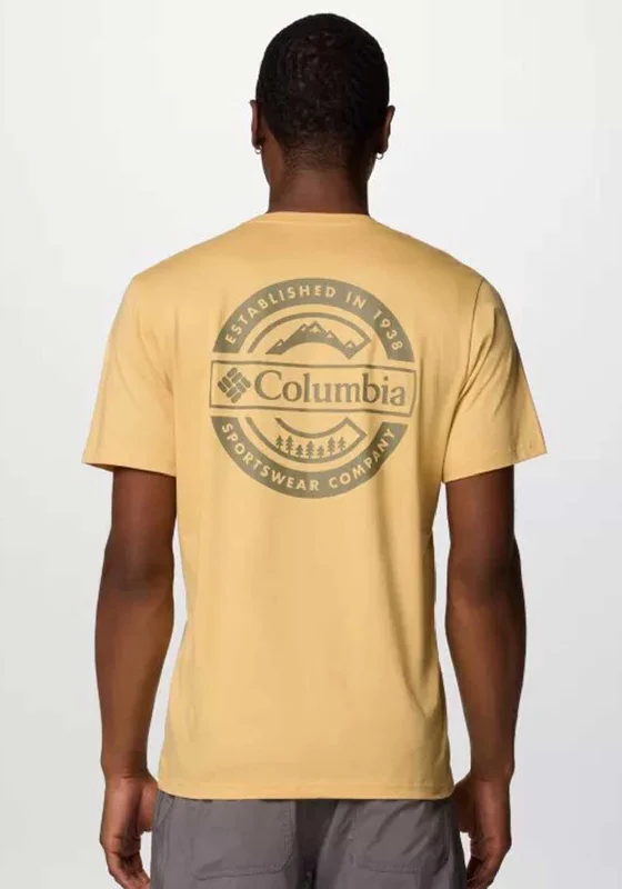 Columbia Men’s Rapid Ridge™ Graphic T-Shirt, Sand Dune Yellow Artistic Men's Hand