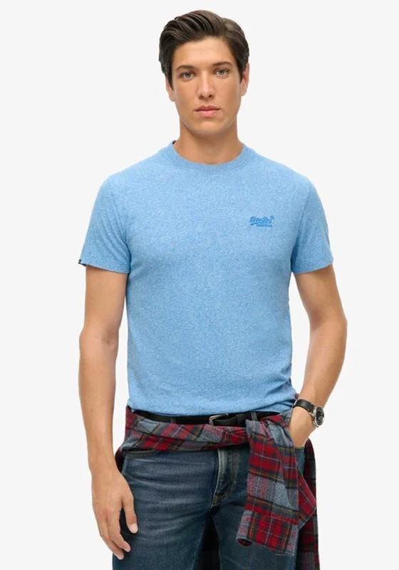 Superdry Essential Embroidered Logo T-Shirt, Fresh Blue Grit Masculine Men's 