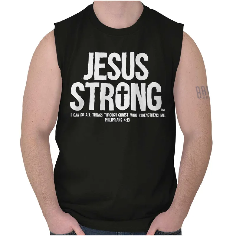 Jesus Strong Sleeveless T Shirt Dapper Men's 1920S