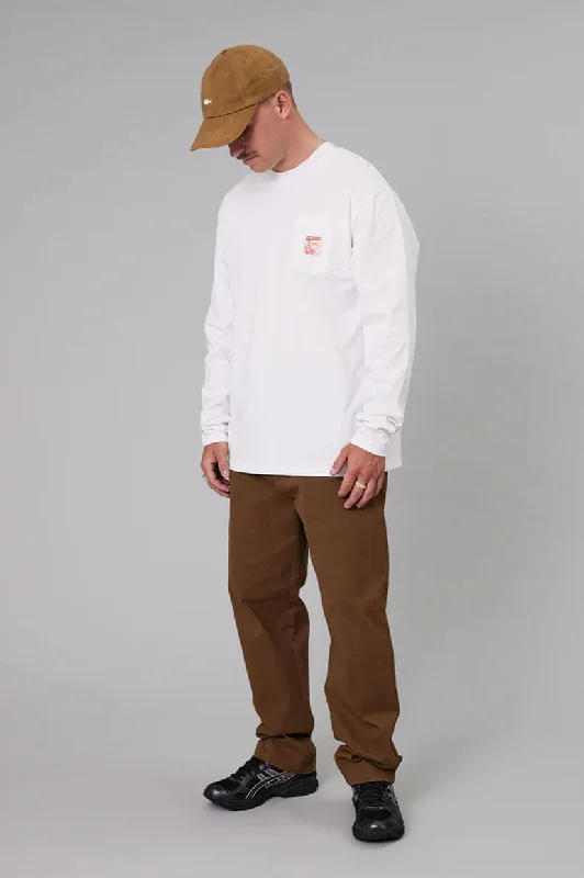 Just Another Fisherman Quality Heavy Shore LS Tee - White Dynamic Men's Moto