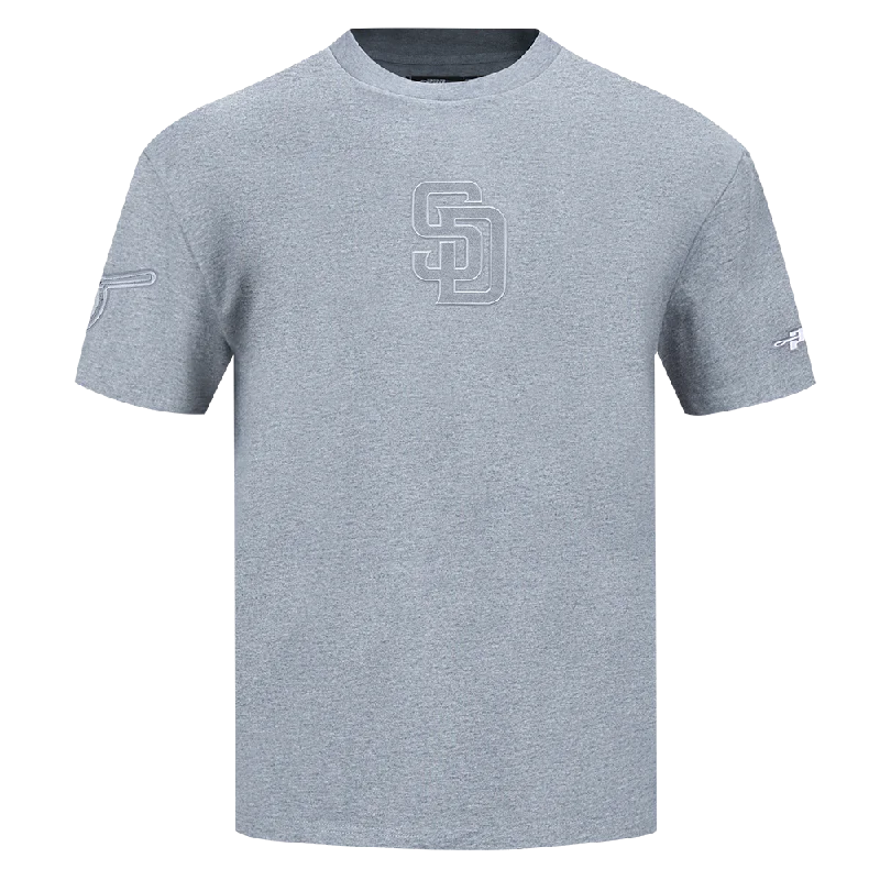 MLB SAN DIEGO PADRES REVERSE FRENCH TERRY MEN'S COTTON JERSEY DROP SHOULDER TOP (DARK HEATHER GRAY) Minimalist Men's Casual 