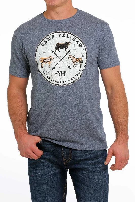 Cinch Men's Camp Yee Haw Grey Graphic T Shirt Minimalist Men's Casual 