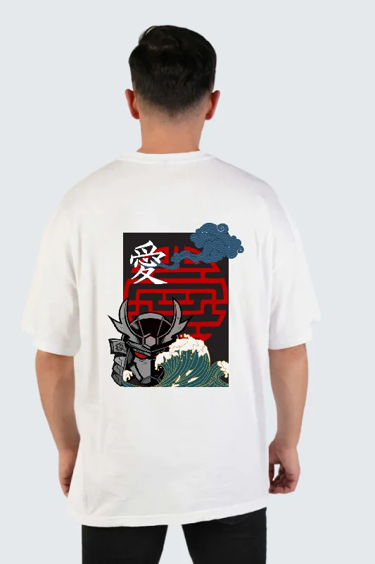 Warrior Anime oversized pure cotton t-shirt Rugged Men's Outdoor 