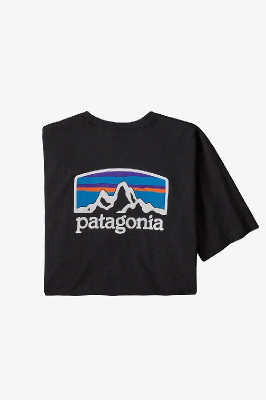 Patagonia Fitz Roy Horizons Responsibili Tee - Black Hip Men's Retro