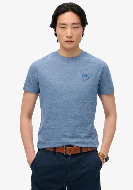 Superdry Essential Logo Embroidered T-Shirt, Ocean Blue Youthful Men's Anime